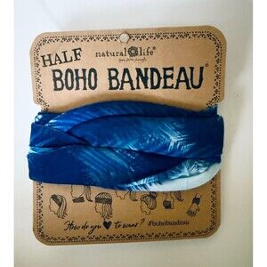 BOHO BANDEAU Blue Geometric Natural Life Half Boho NEW